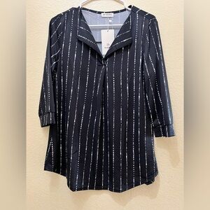 Bobeau Black and White Pinstripe Blouse